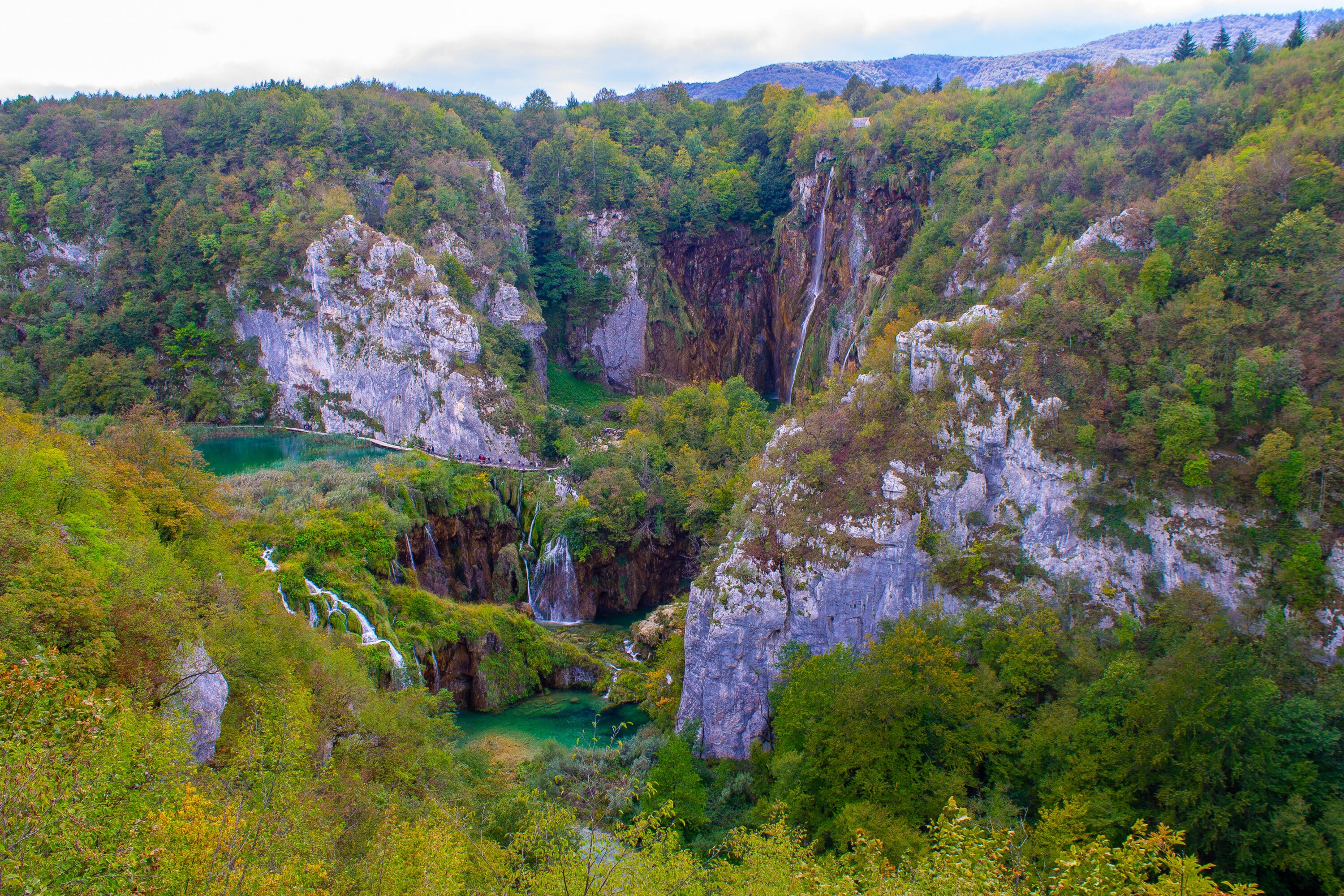 View of the great waterfall Plitvice