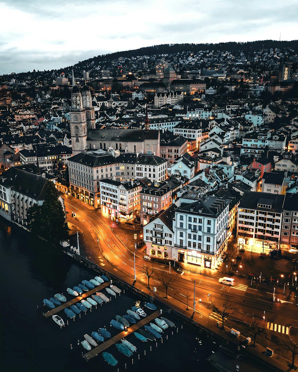 zurich switzerland in evening