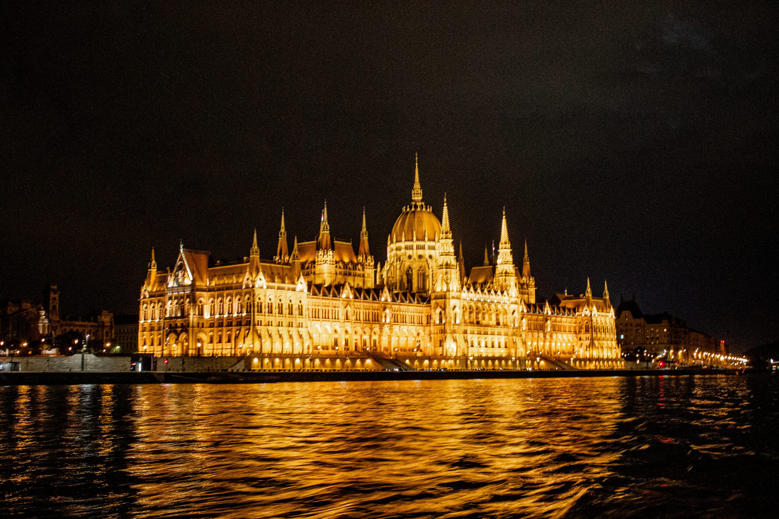 Budapest Parliament from Danube at Night