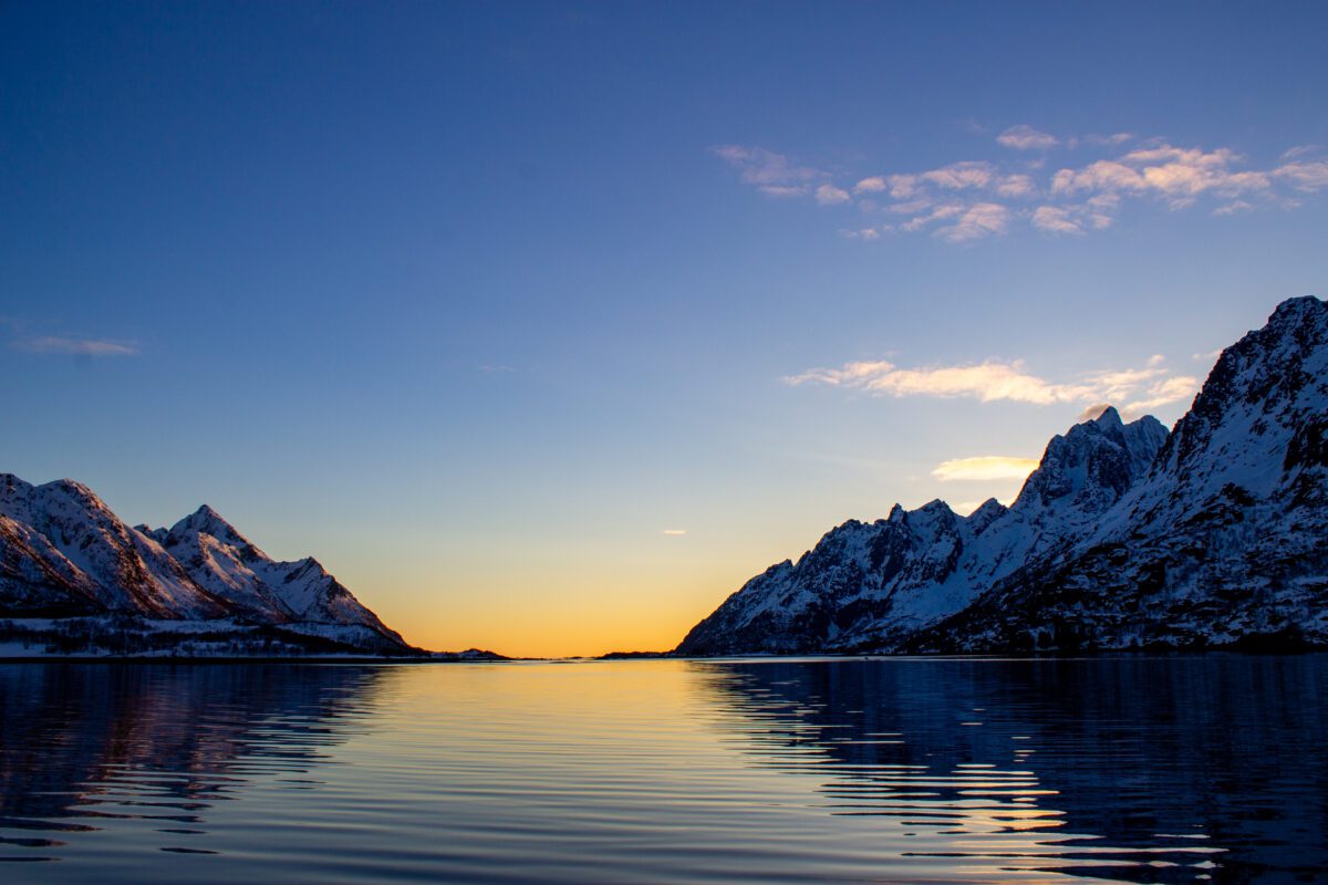 Sunset from the Boat Lofoten Islands