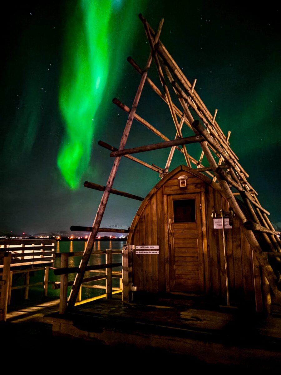 Northern Lights over Sauna Lofoten Islands