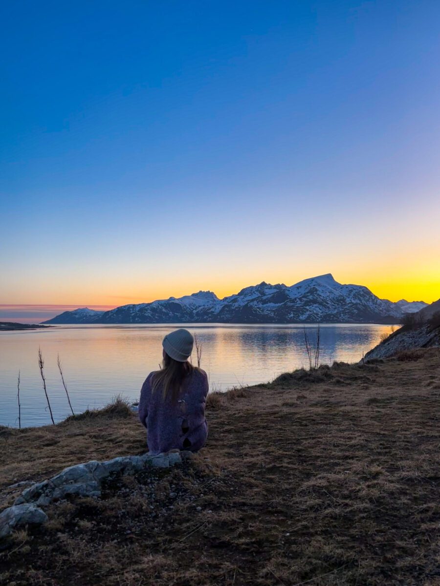 Sunset Leknes Lofoten Islands