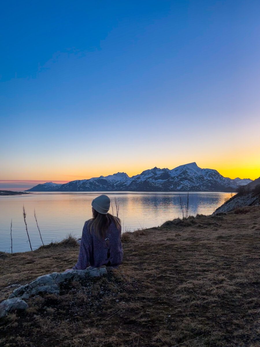 Sunset Leknes Lofoten Islands