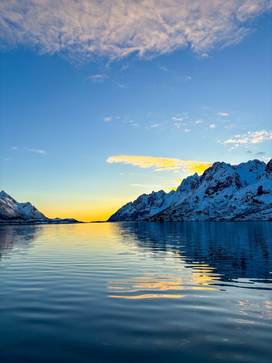 Sunset from Trollfjord Boat Cruise